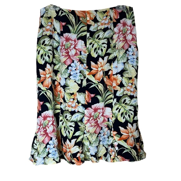 VTG Talbots Silk Floral A-line Skirt Career Midi Knee Length Classic Y2K Sz 10 - Picture 2 of 7
